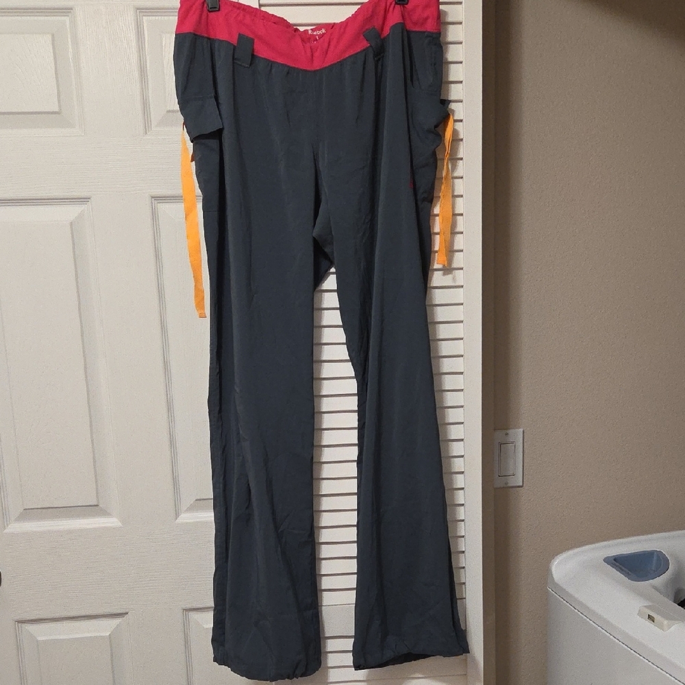 Reebok Grey & Pink Athletic Waistband Workout Pants
